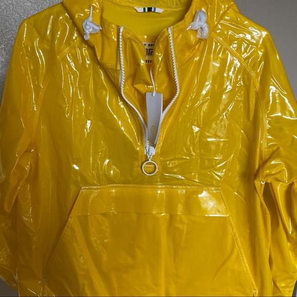 NWT Tory Sport Yellow Rain Coat Rain Jacket Womens Size XS/S Yellow Anorak - Picture 15 of 15